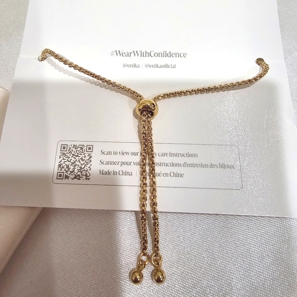 Ettika Adjustable 18k Gold Plated  Crystal Bracelet - Picture 3 of 5